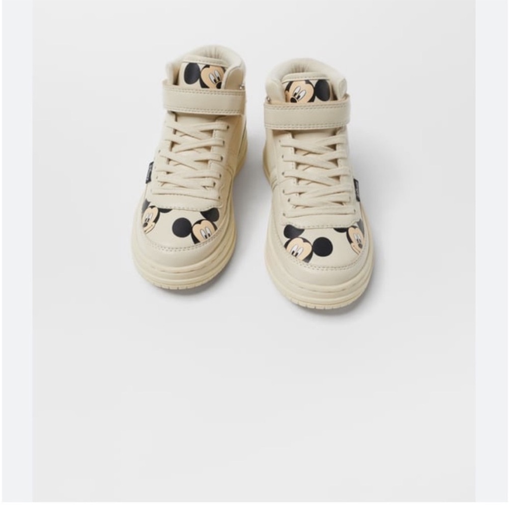 Zara Cream High-Top Kids Sneakers with Character Faces